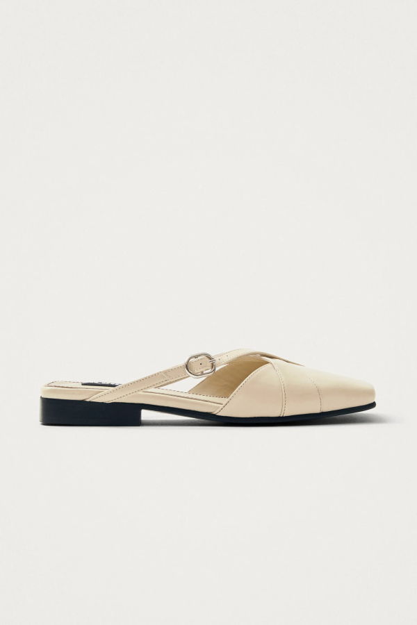 Alohas Adria Leather Mules - Cream