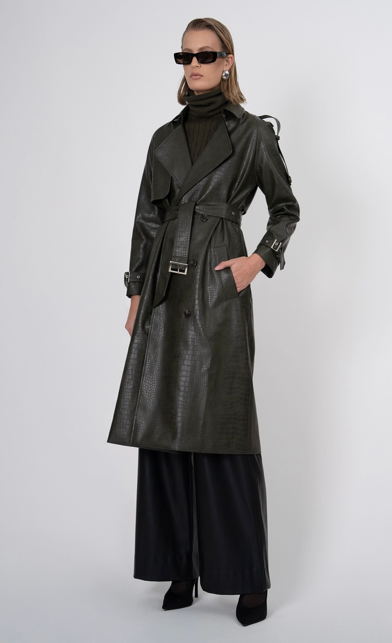 Nonchalant Label Adrian Trench Coat - Army Green