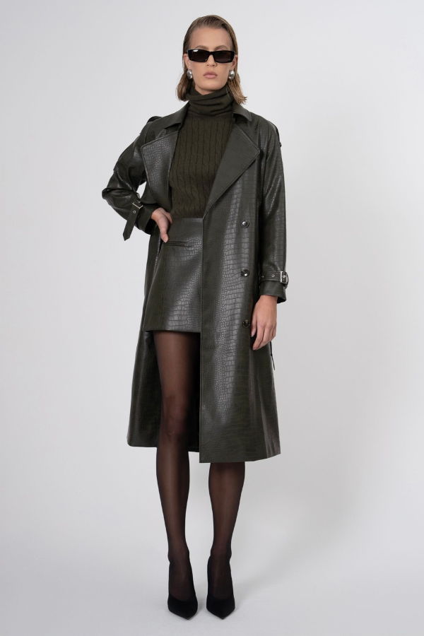 Nonchalant Label Adrian Trench Coat - Army Green