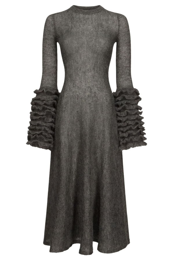 Alaia Dress With Ruffles Dress - Gray