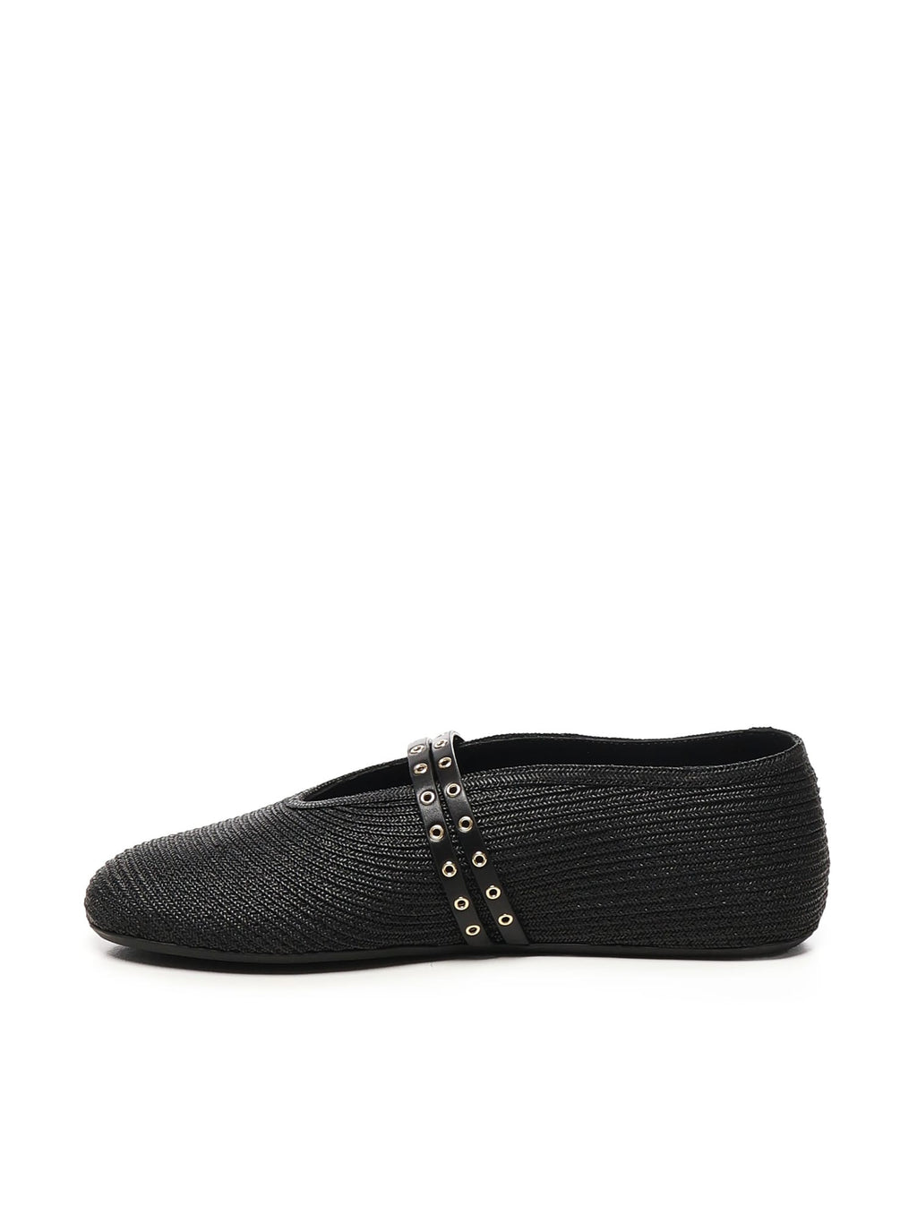 Alaia Flat Straw Ballerinas - Black