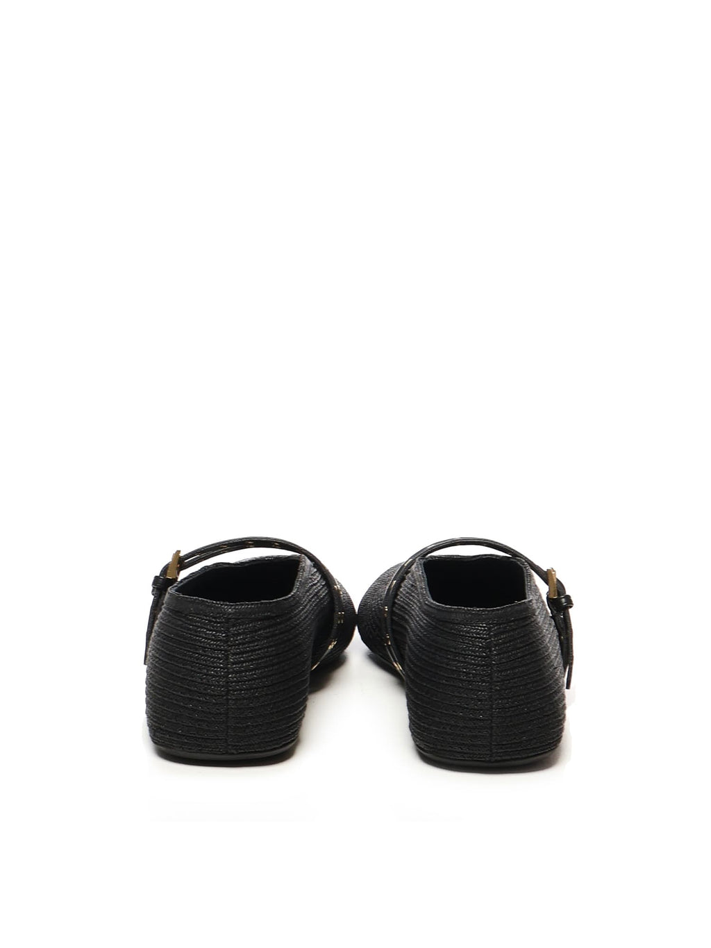 Alaia Flat Straw Ballerinas - Black