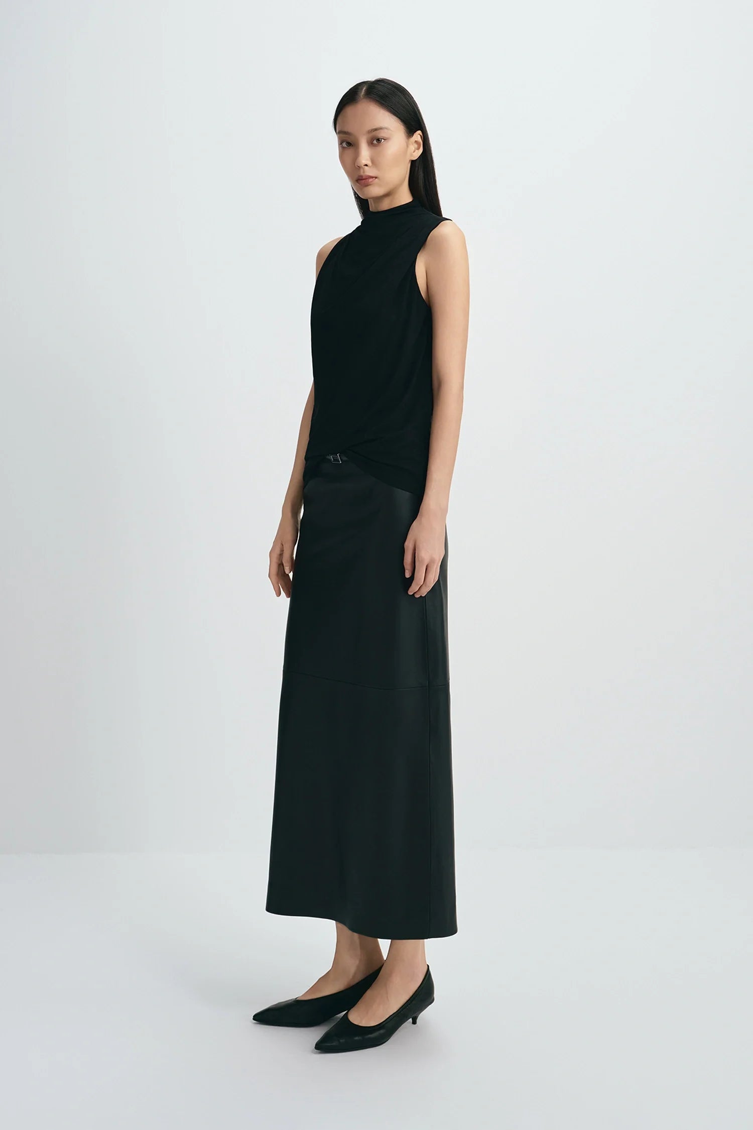Sophie Rue Alessia Draped High Neck Top - Black