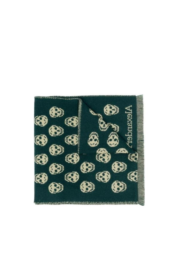 Alexander McQueen Skull Print Fringed Edge Scarf