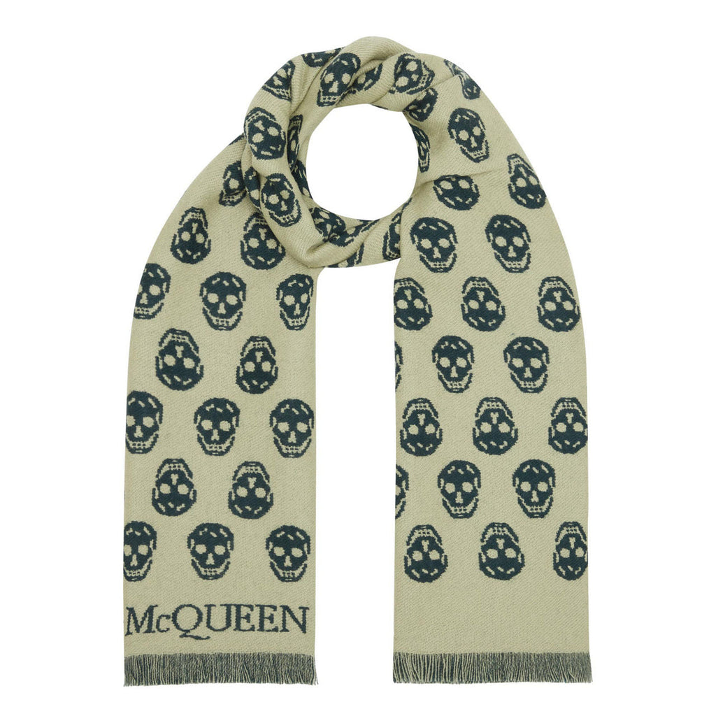 Alexander McQueen Skull Print Fringed Edge Scarf