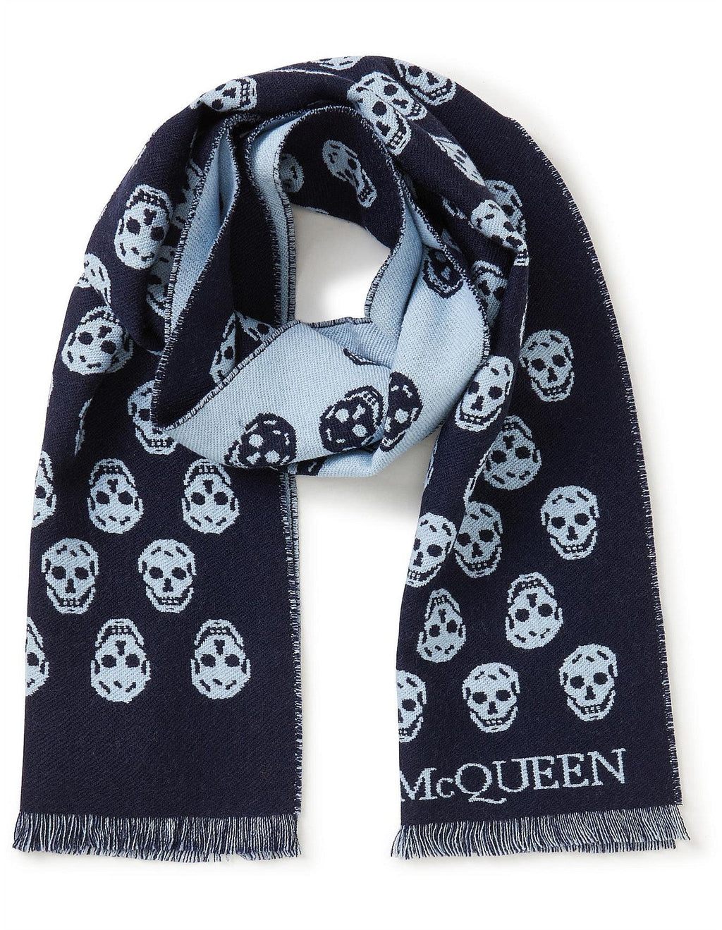 Alexander McQueen Skull Print Fringed Edge Scarf