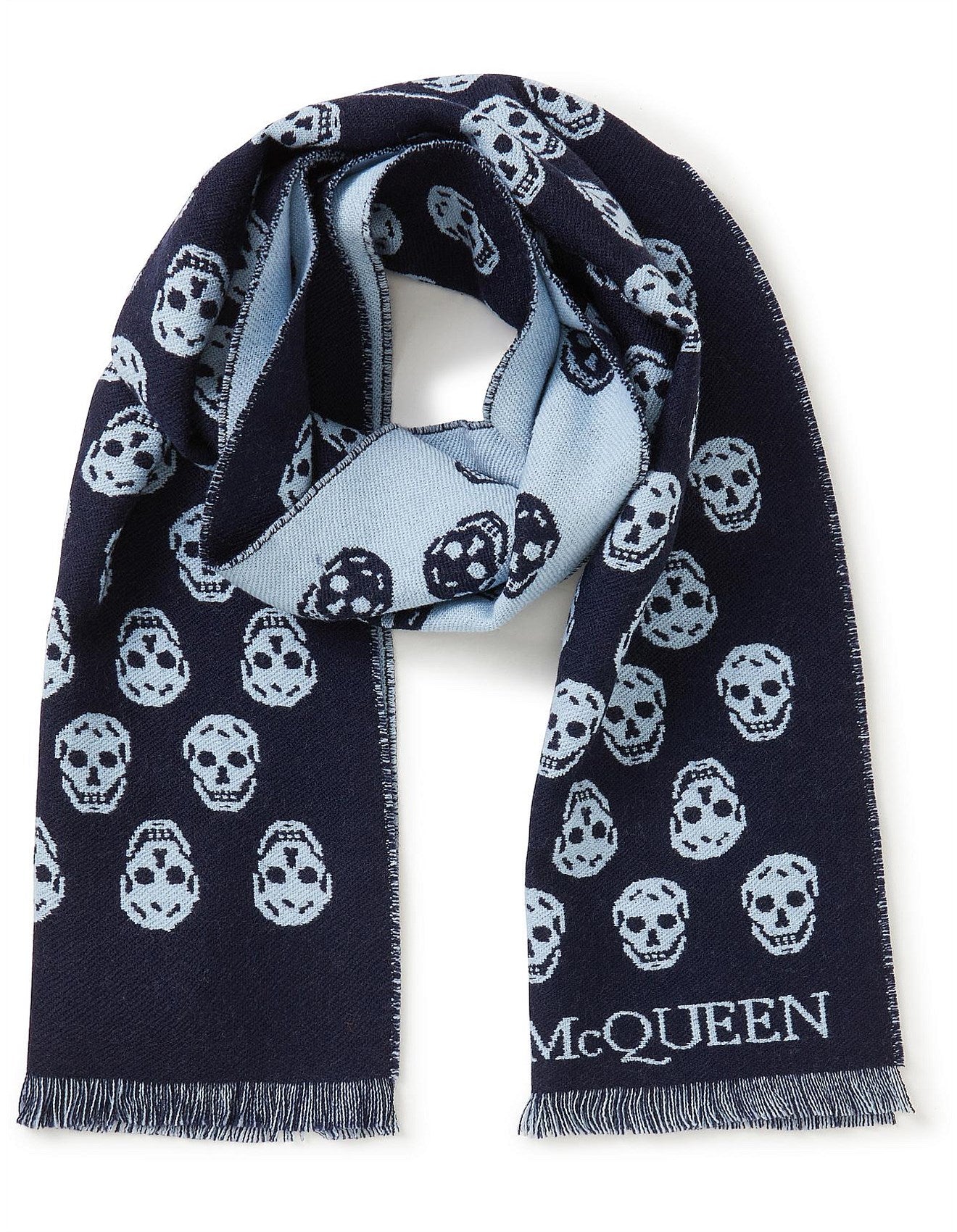 Alexander McQueen Skull Print Fringed Edge Scarf