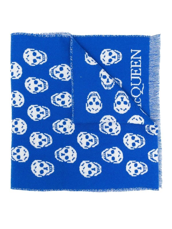 Alexander McQueen Skull Print Fringed Edge Scarf
