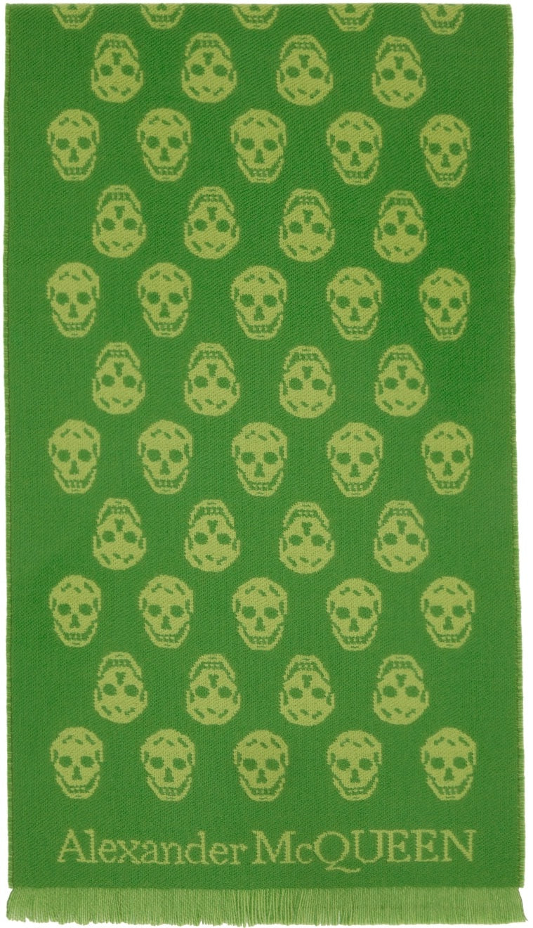 Alexander McQueen Skull Print Fringed Edge Scarf