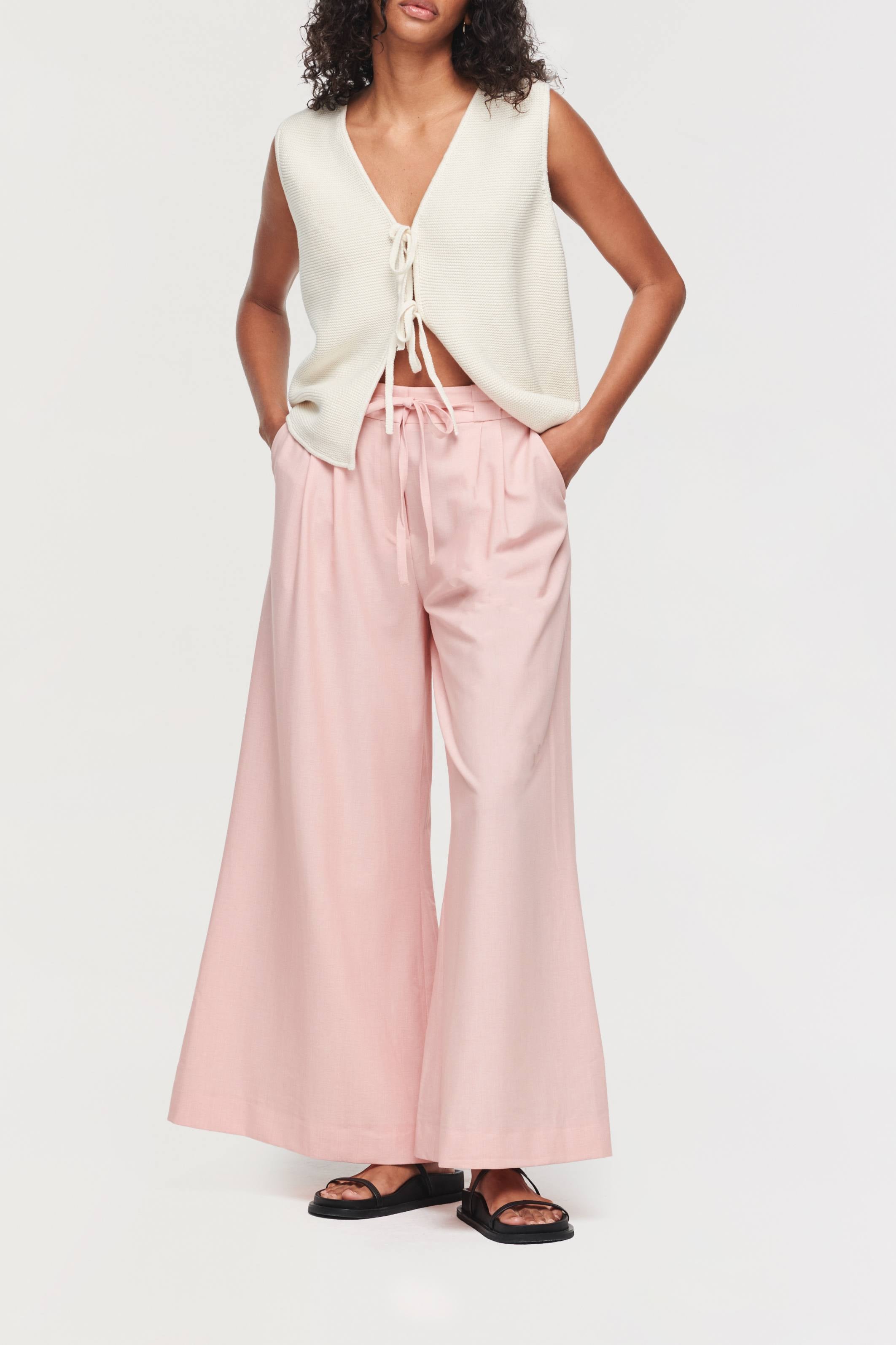 Aligne Serene Extra Wide Leg Trousers - Dusty Pink