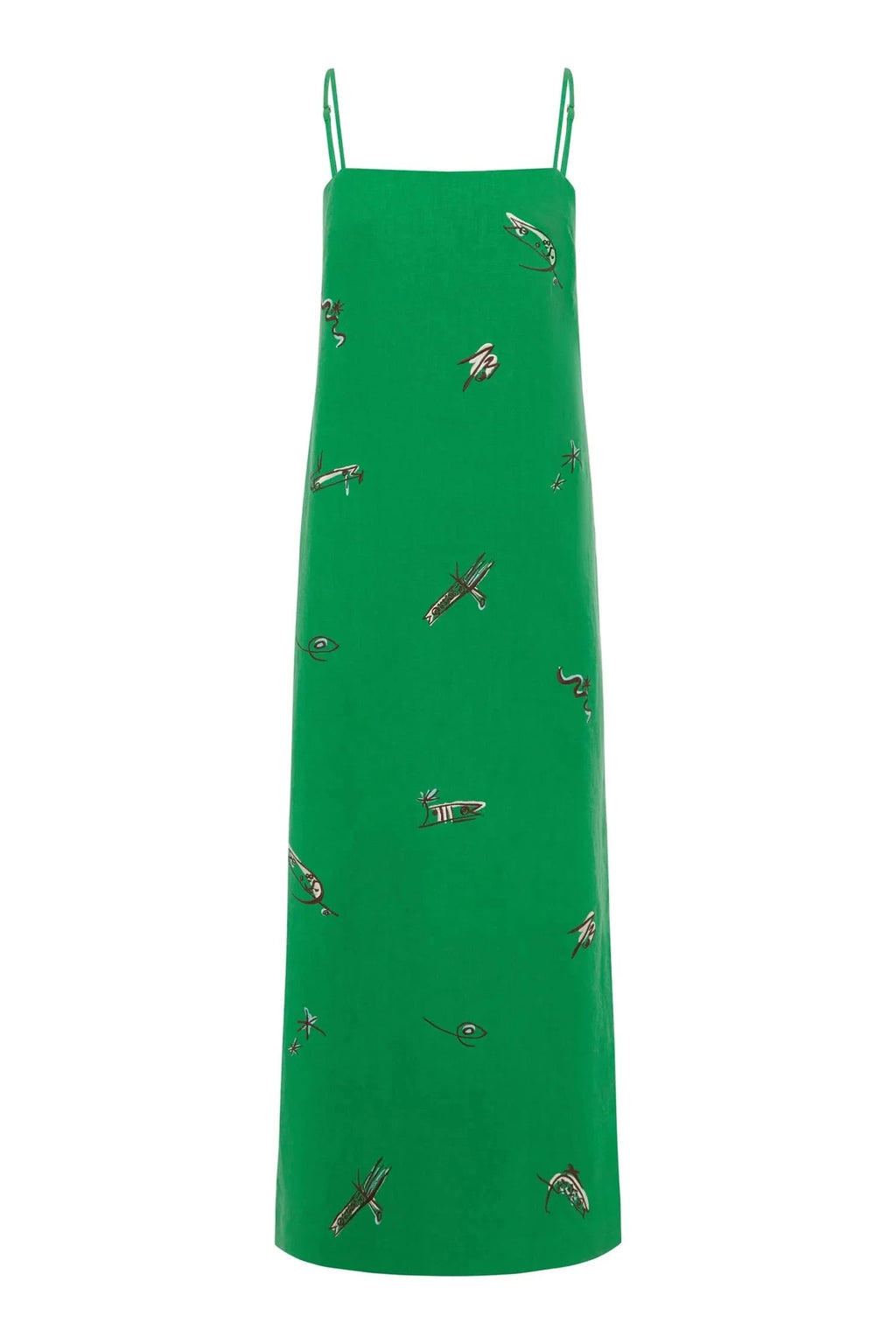 ALÉMAIS Wanda Embroidered Midi Dress - Green