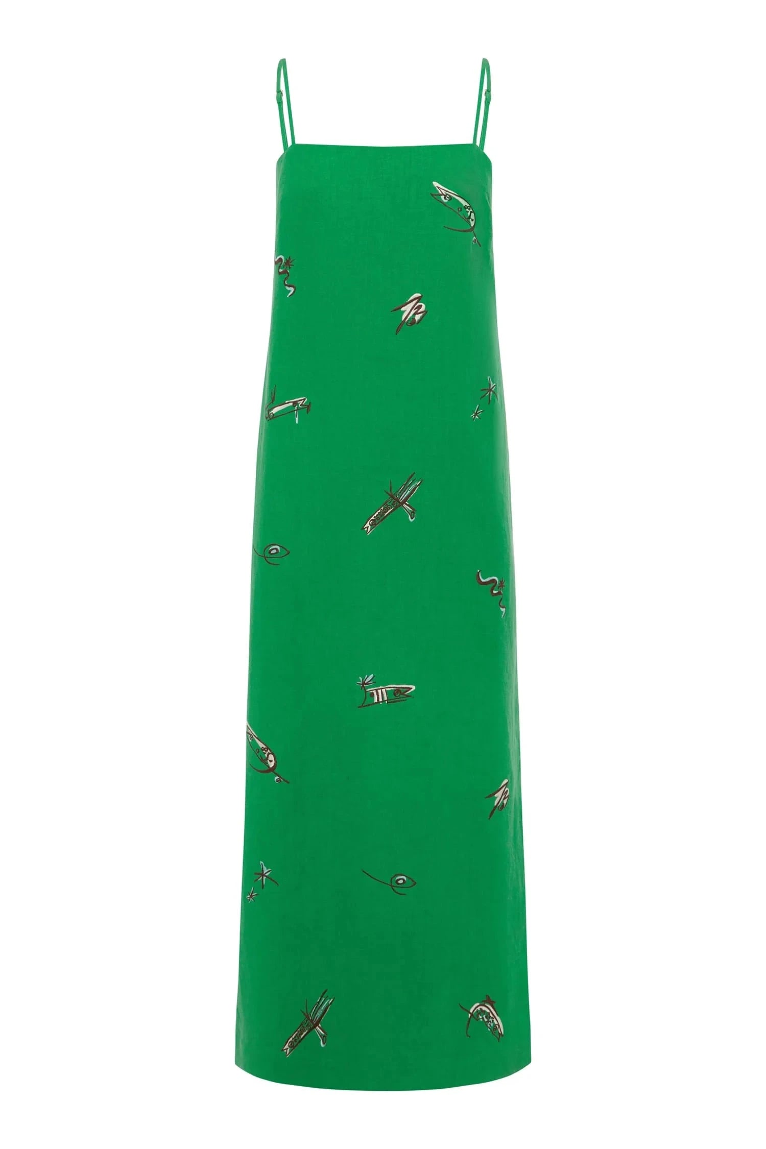 ALÉMAIS Wanda Embroidered Midi Dress - Green