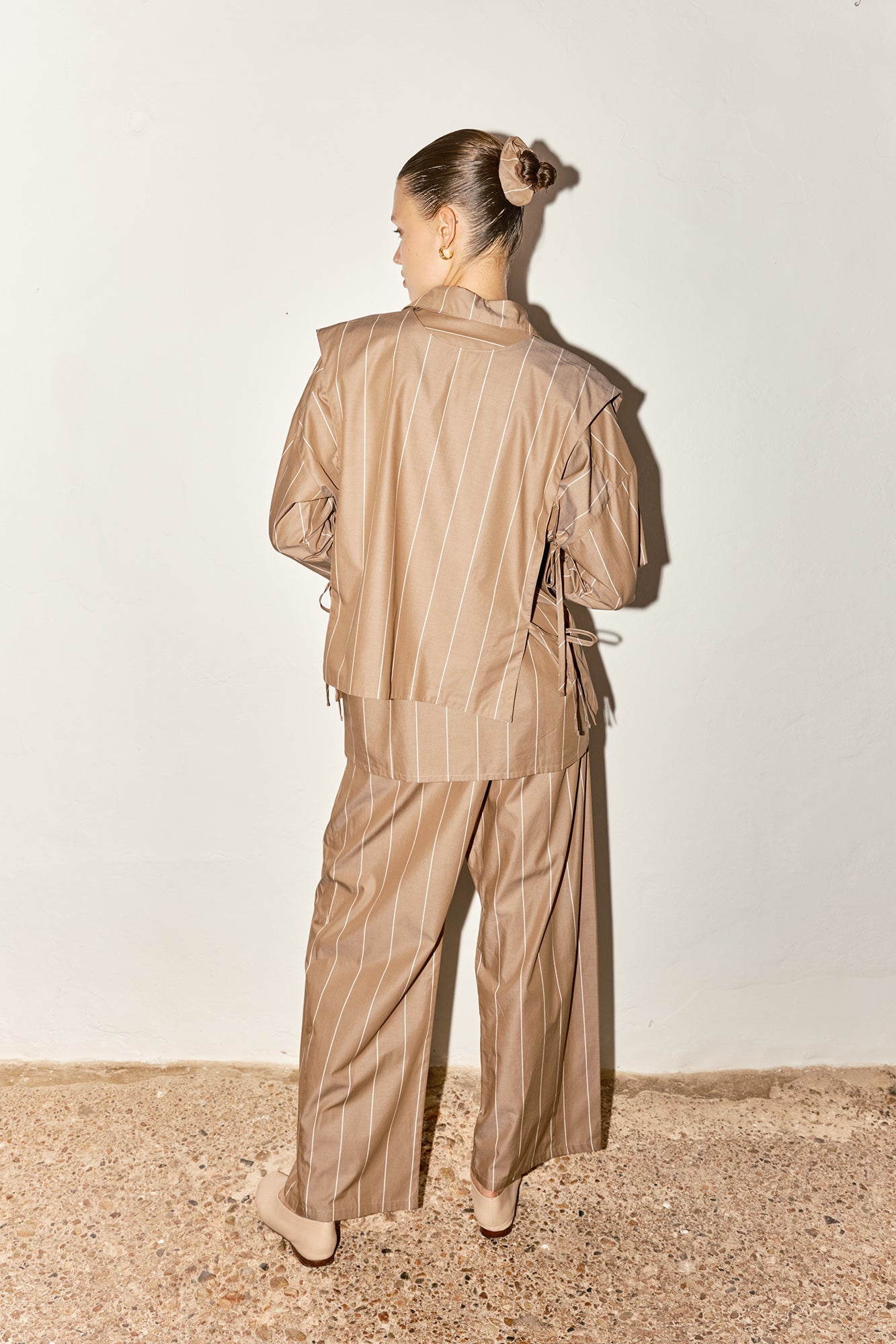 Datura Almond Striped Judo Pants - Almond Brown/Ivory Stripes