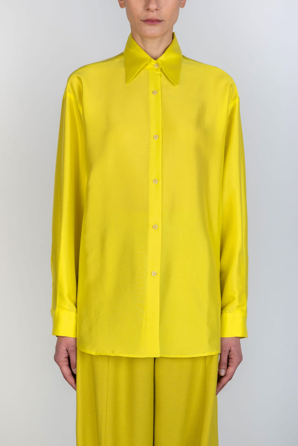 Alysi Crinkle Silk Shirt - Yellow