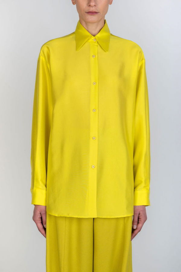 Alysi Crinkle Silk Shirt - Yellow