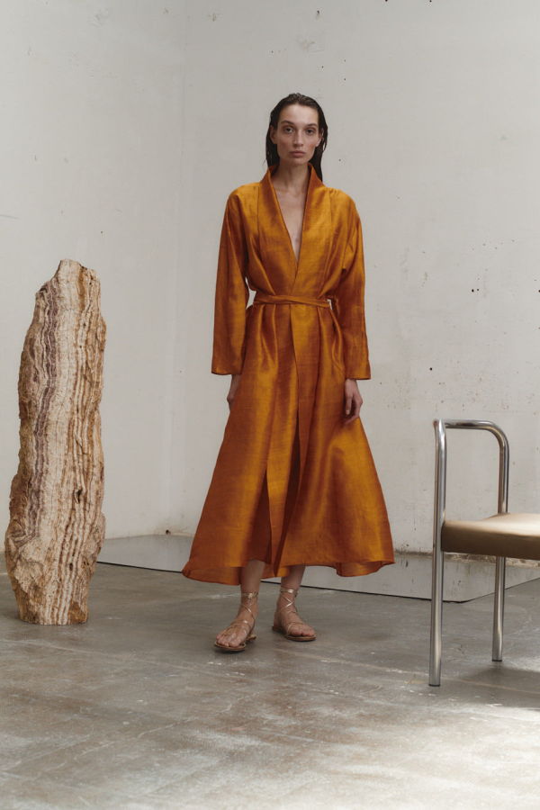 Datura Amber Butter Dupion Kimono Dress