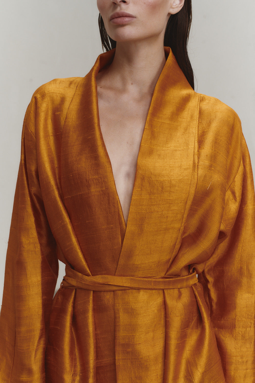 Datura Amber Butter Dupion Kimono Dress