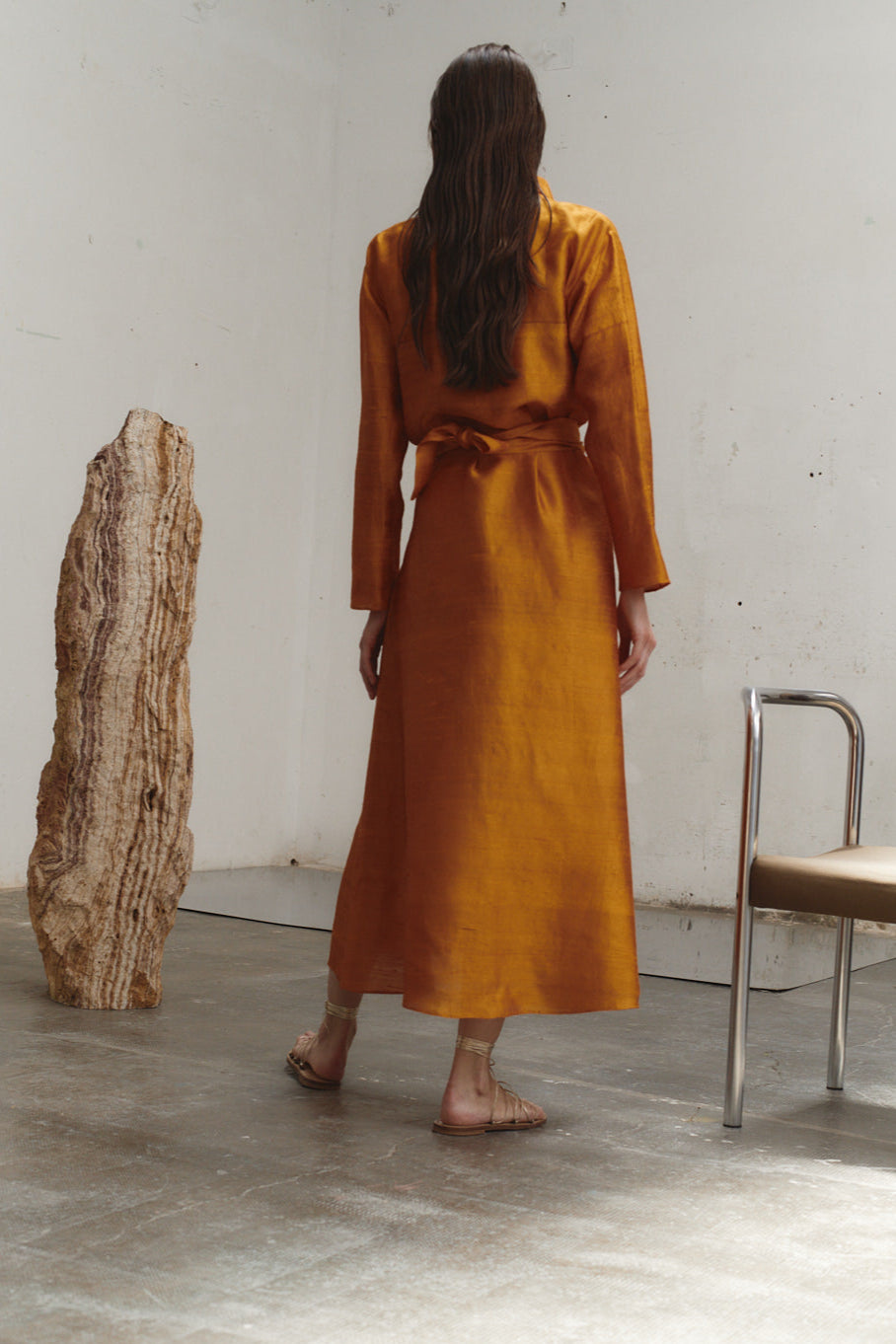 Datura Amber Butter Dupion Kimono Dress