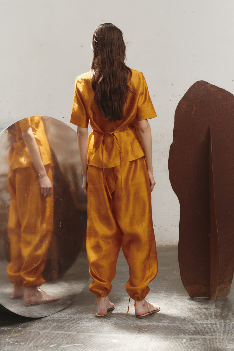 Datura Amber Dupion Wrap Top