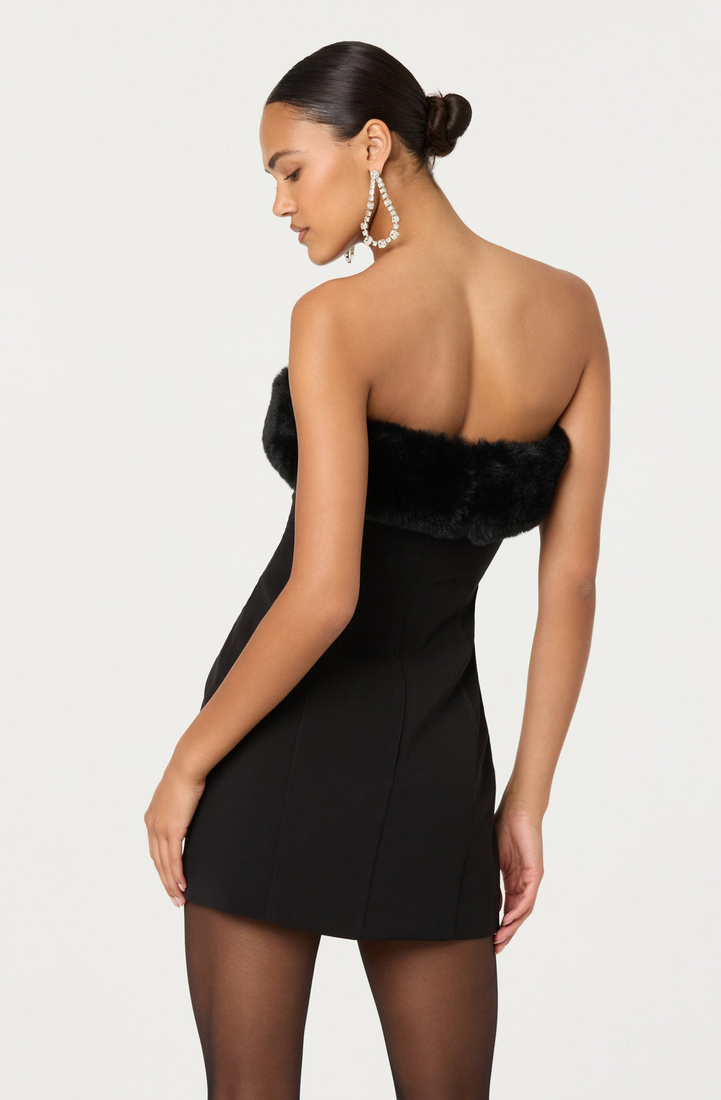 ASTR The Label Amya Strapless Faux Fur Dress