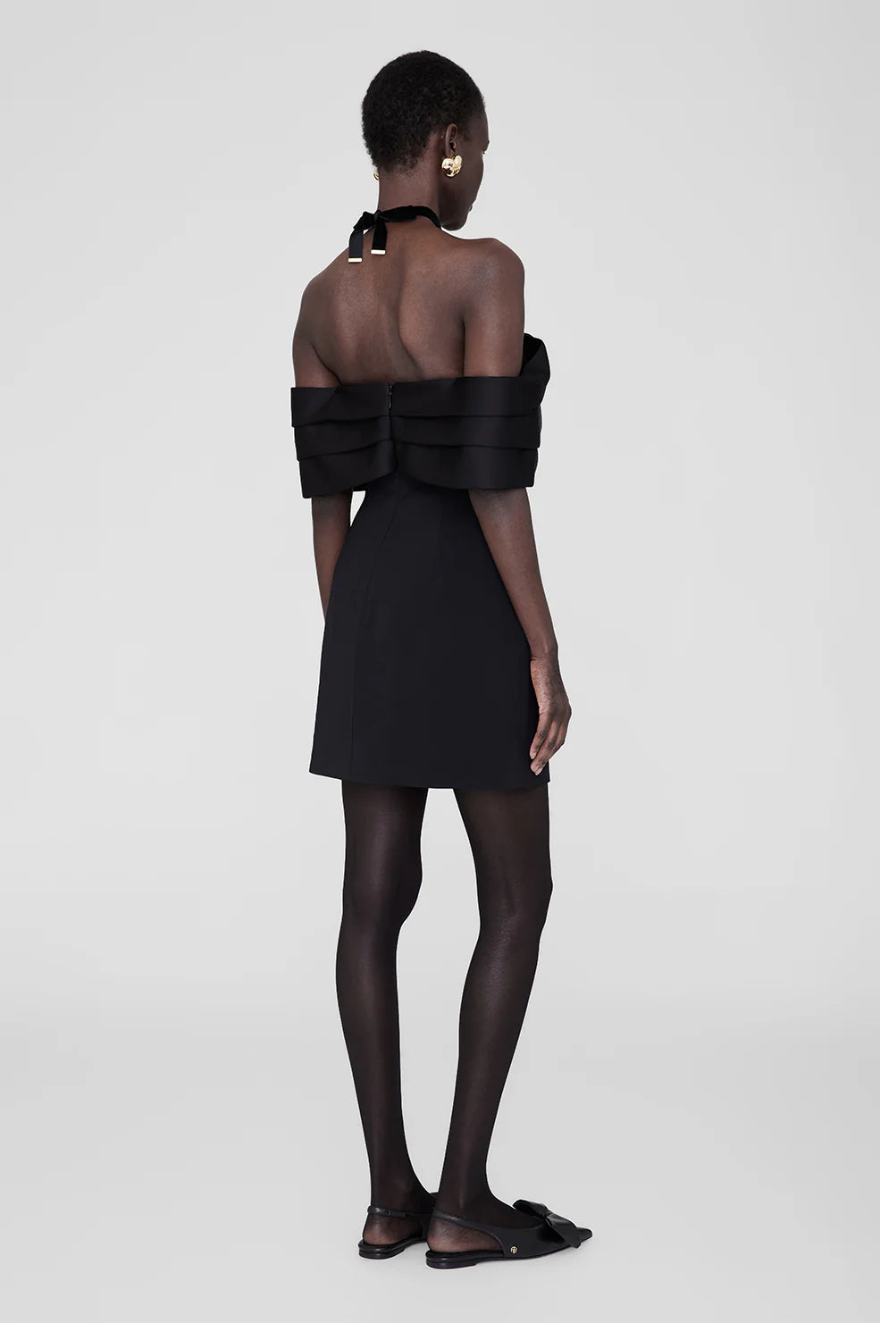 Anine Bing Satin Bow Strapless Fleur Dress - Black