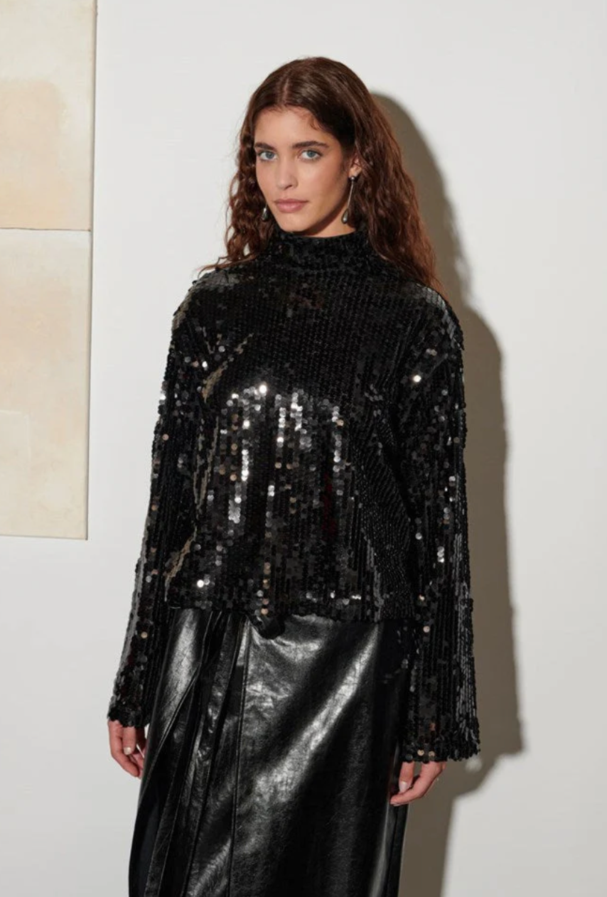 Ghospell Anita Sequin Top - Onyx