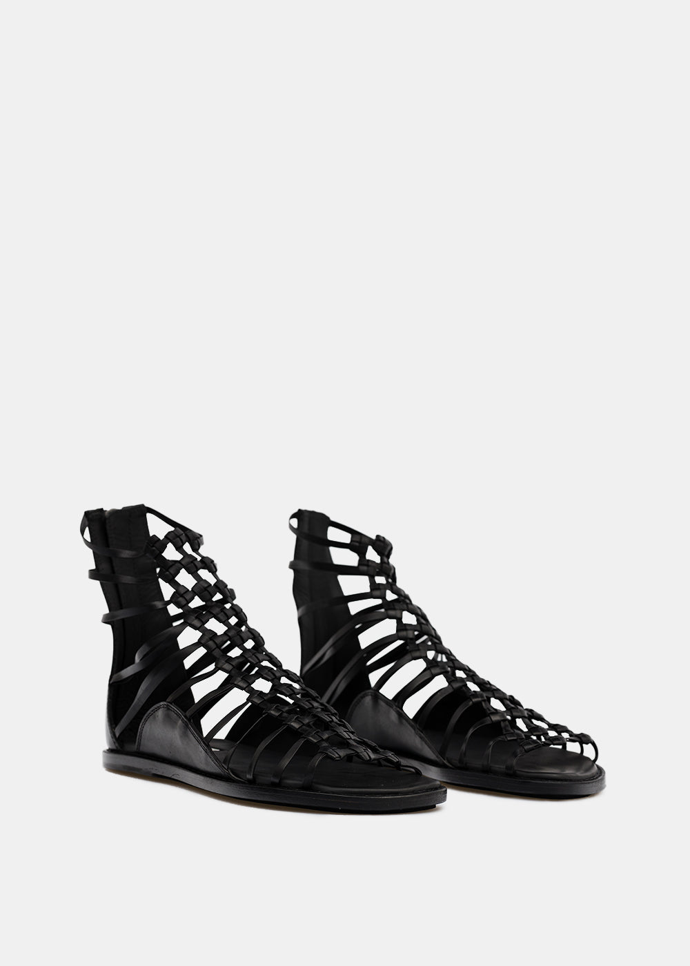 Ann Demeulemeester Black Woven Strap Flats - Black