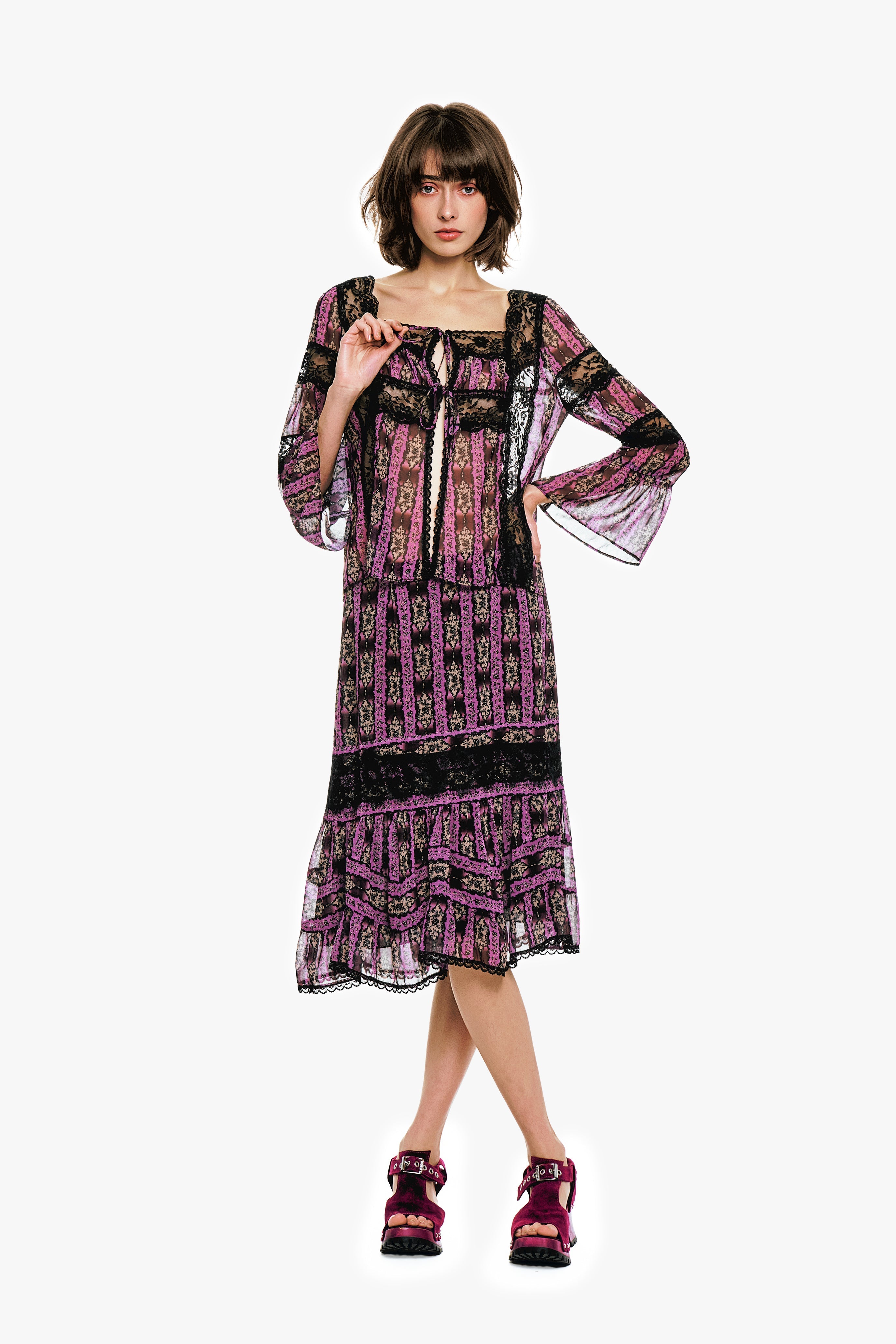 Anna Sui Cameo Stripe Print Tie Blouse