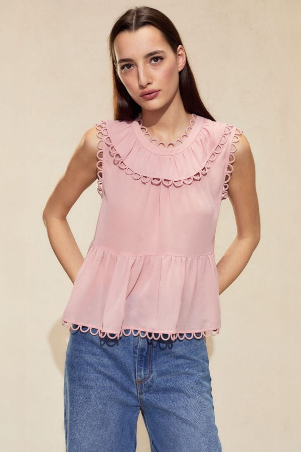 Cynthia Rowley Annabelle Sleeveless Blouse - Mauve