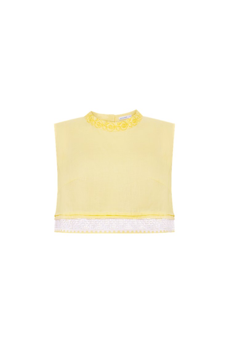Annabo Desert Rose Crop Top - Yellow