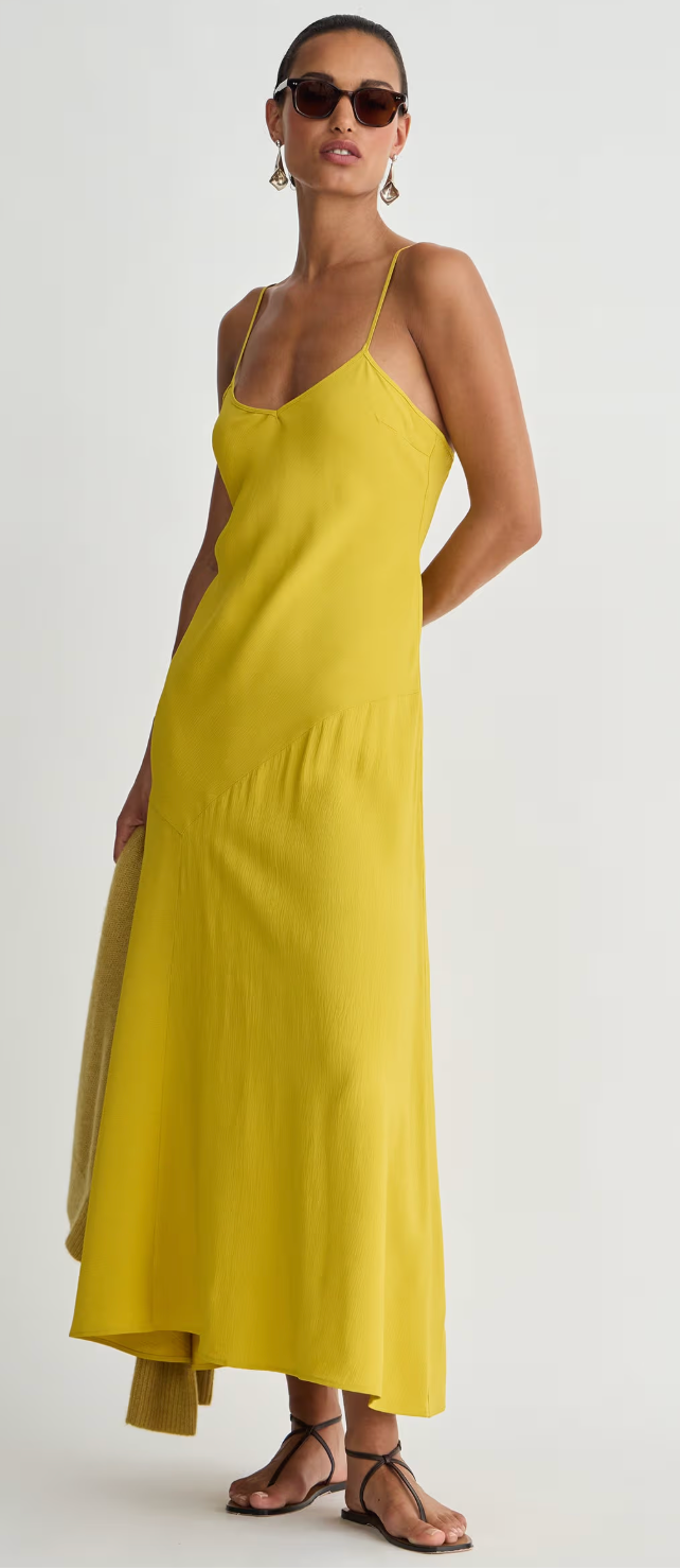 Apiece Apart Kasimira Bias Slip Dress - Goldenrod