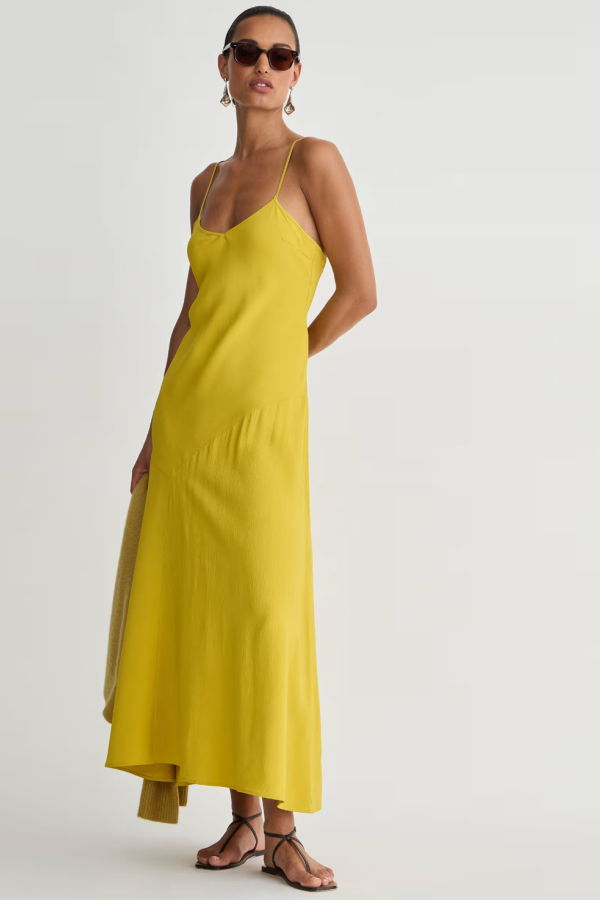 Apiece Apart Kasimira Bias Slip Dress - Goldenrod