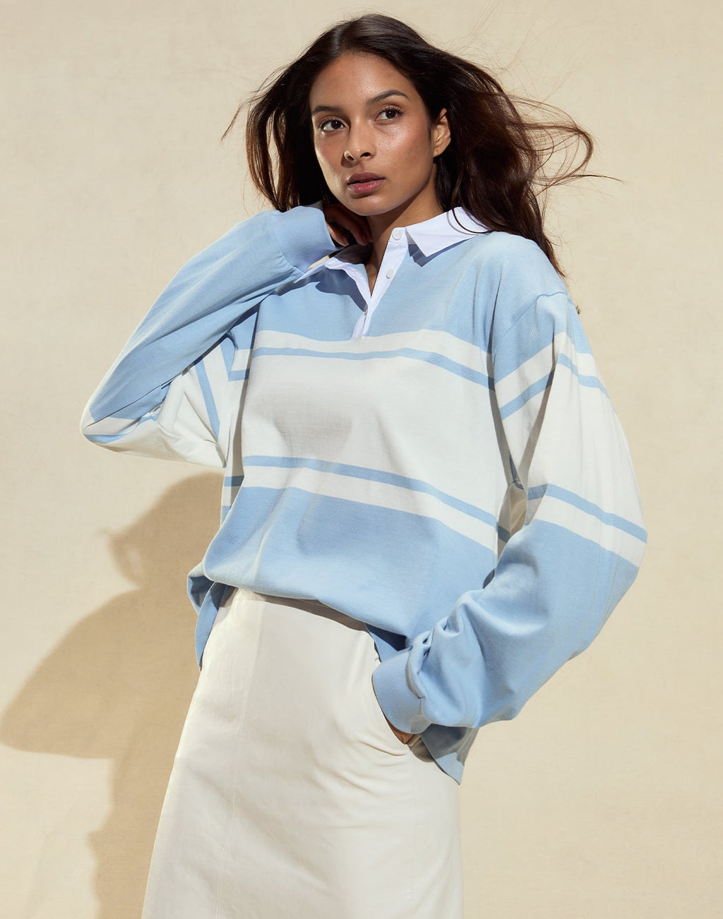 Cynthia Rowley Ardie Striped Rugby Shirt - Blue/White