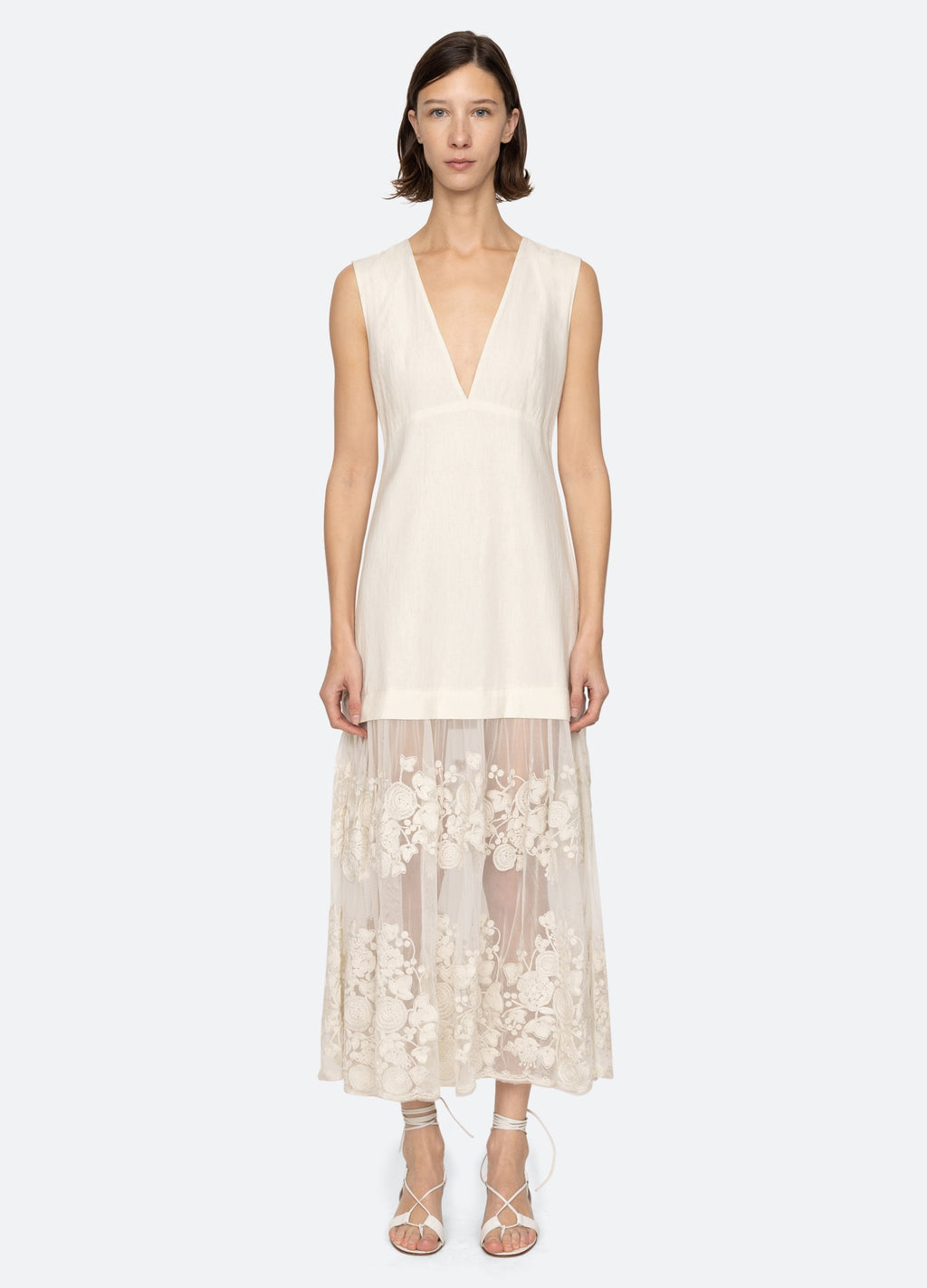 Sea NY Arielle V-Neck Dress - Cream