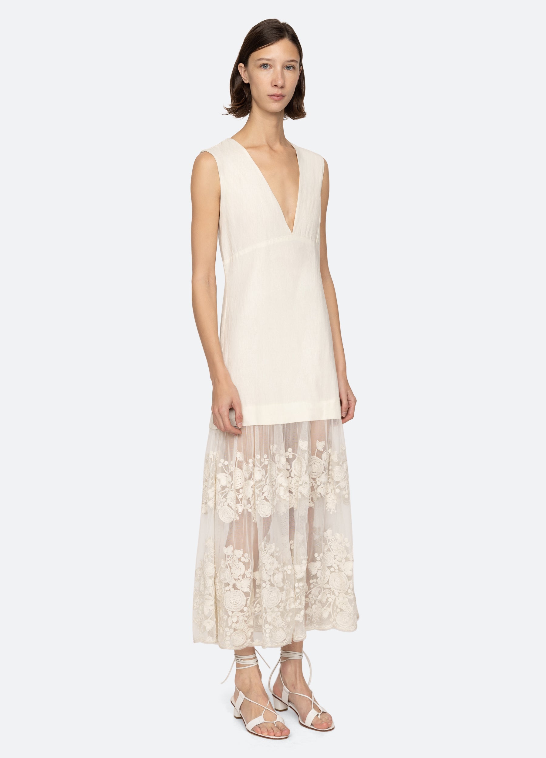 Sea NY Arielle V-Neck Dress - Cream