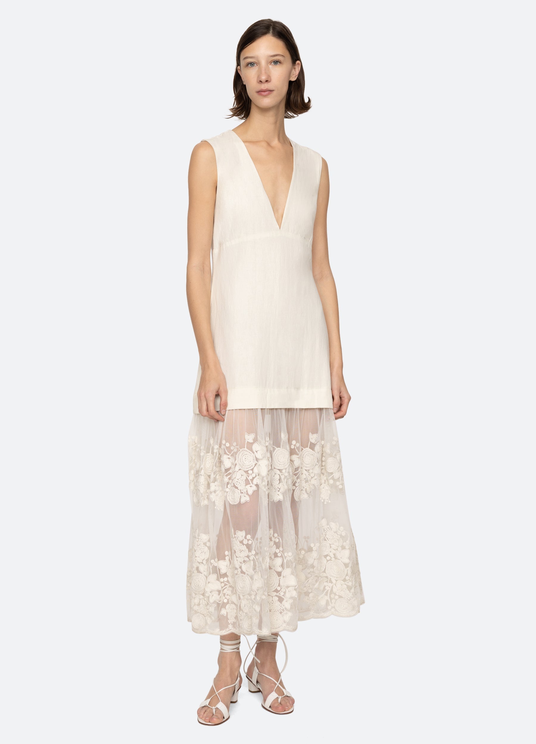 Sea NY Arielle V-Neck Dress - Cream