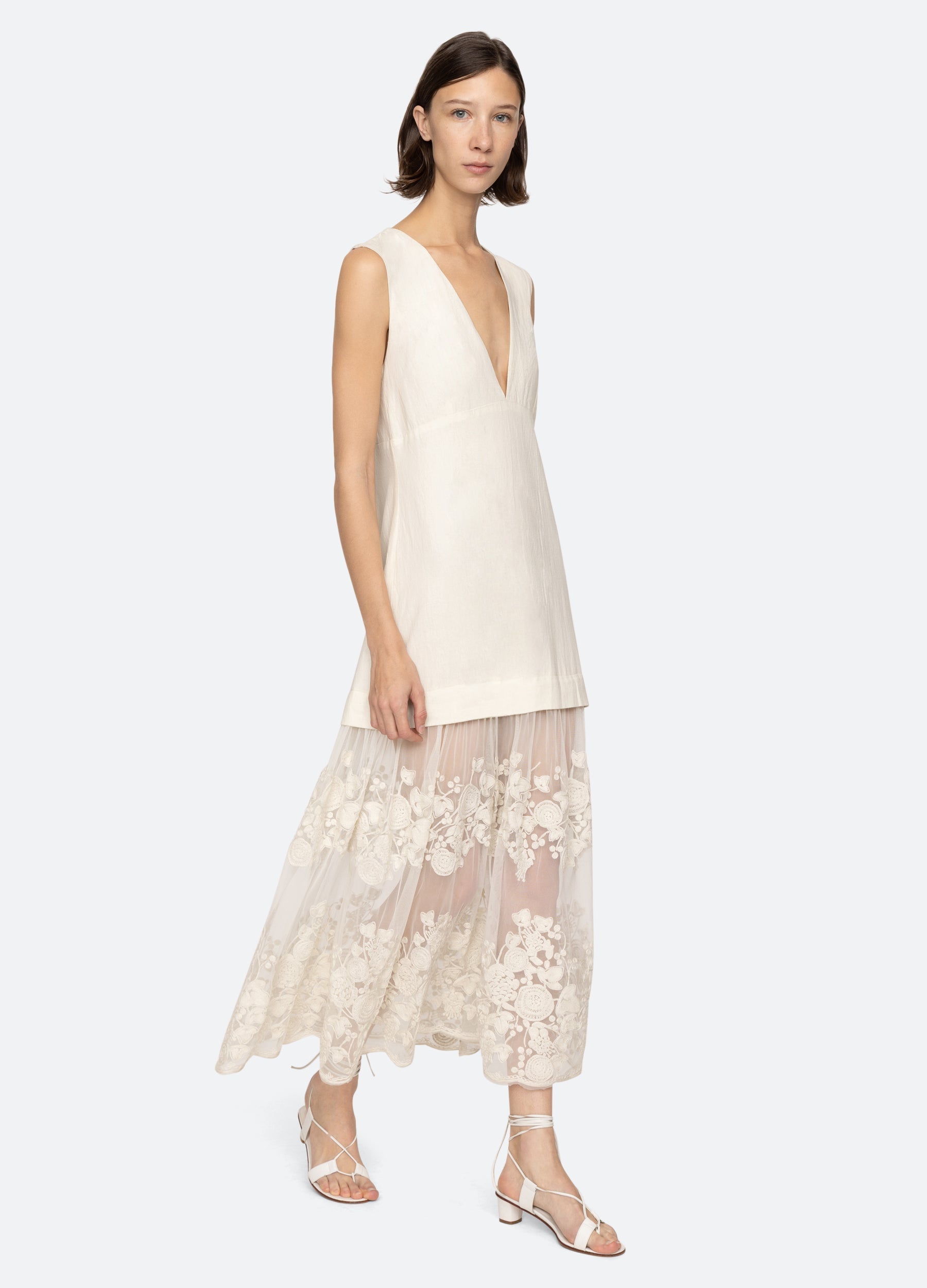 Sea NY Arielle V-Neck Dress - Cream
