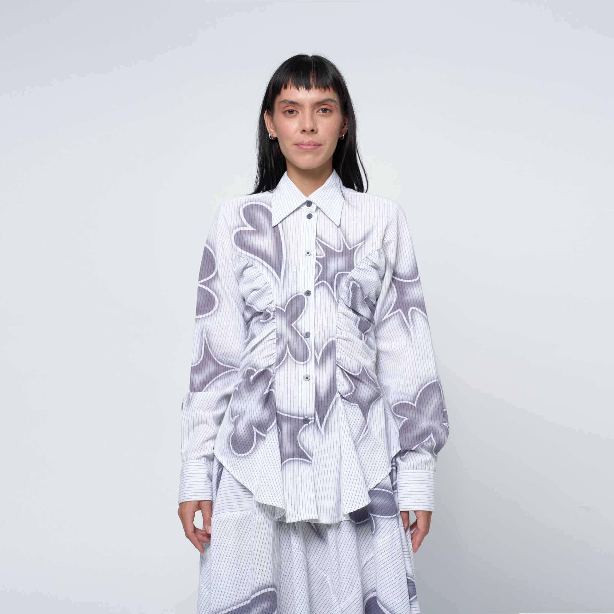 Arthur Ruffle Blouse in Stencil