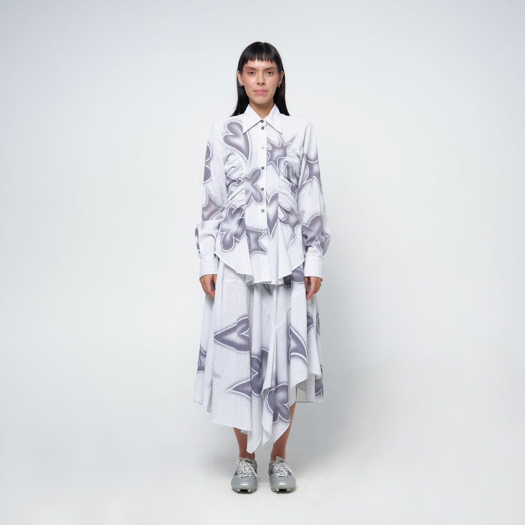 Arthur Ruffle Blouse in Stencil