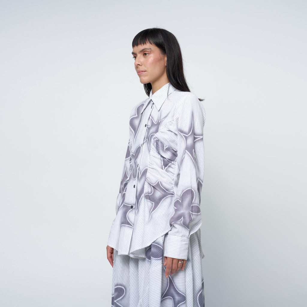 Arthur Ruffle Blouse in Stencil