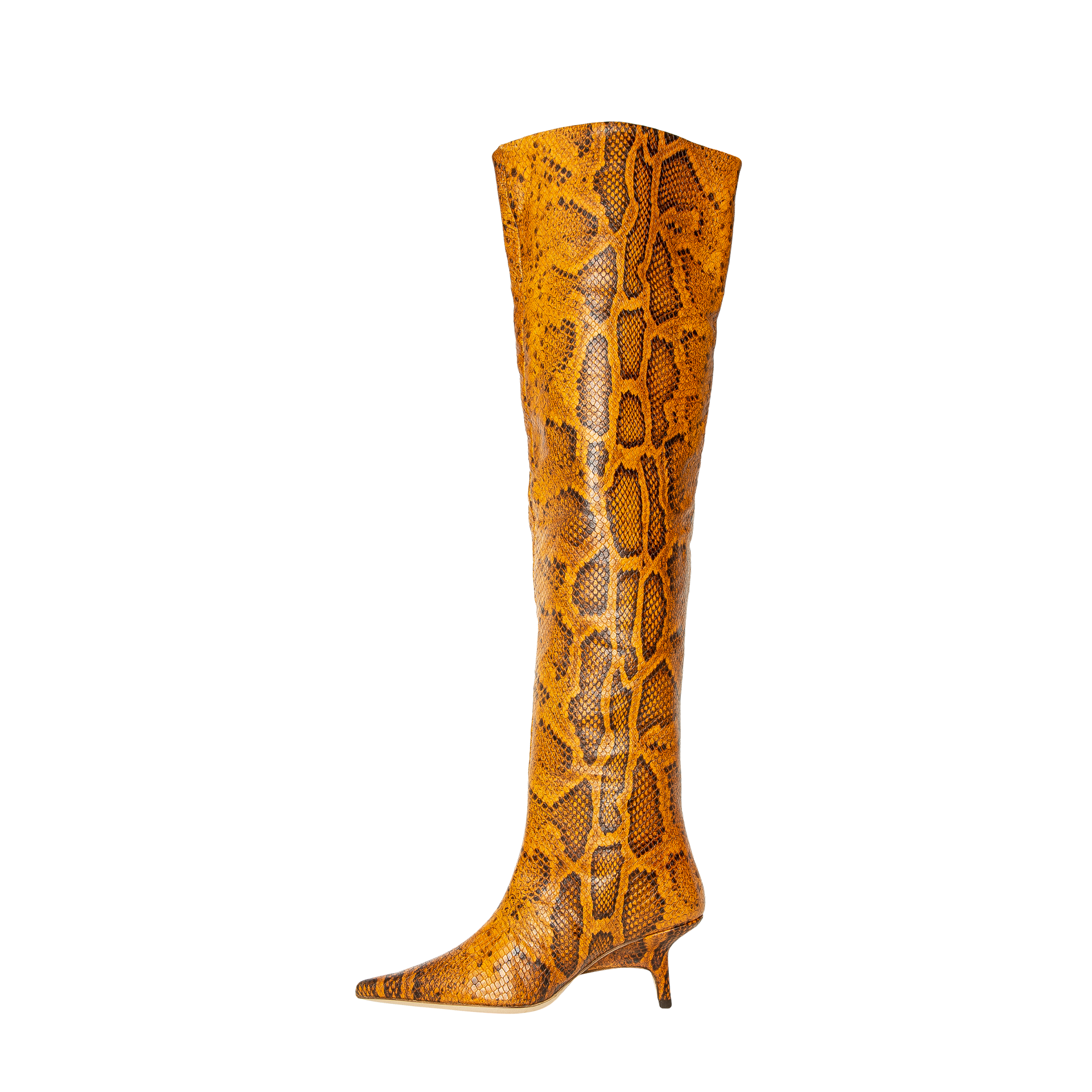 Rejina Pyo Ashley Leather Python-Effect Boot - Orange