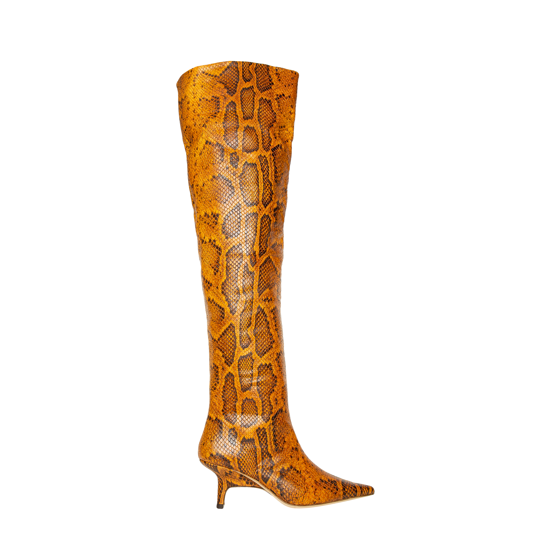 Rejina Pyo Ashley Leather Python-Effect Boot - Orange