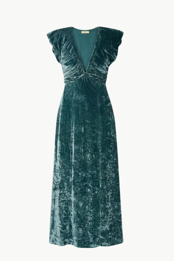 Ulla Johnson Astra V-Neck Velvet Dress - Jadeite