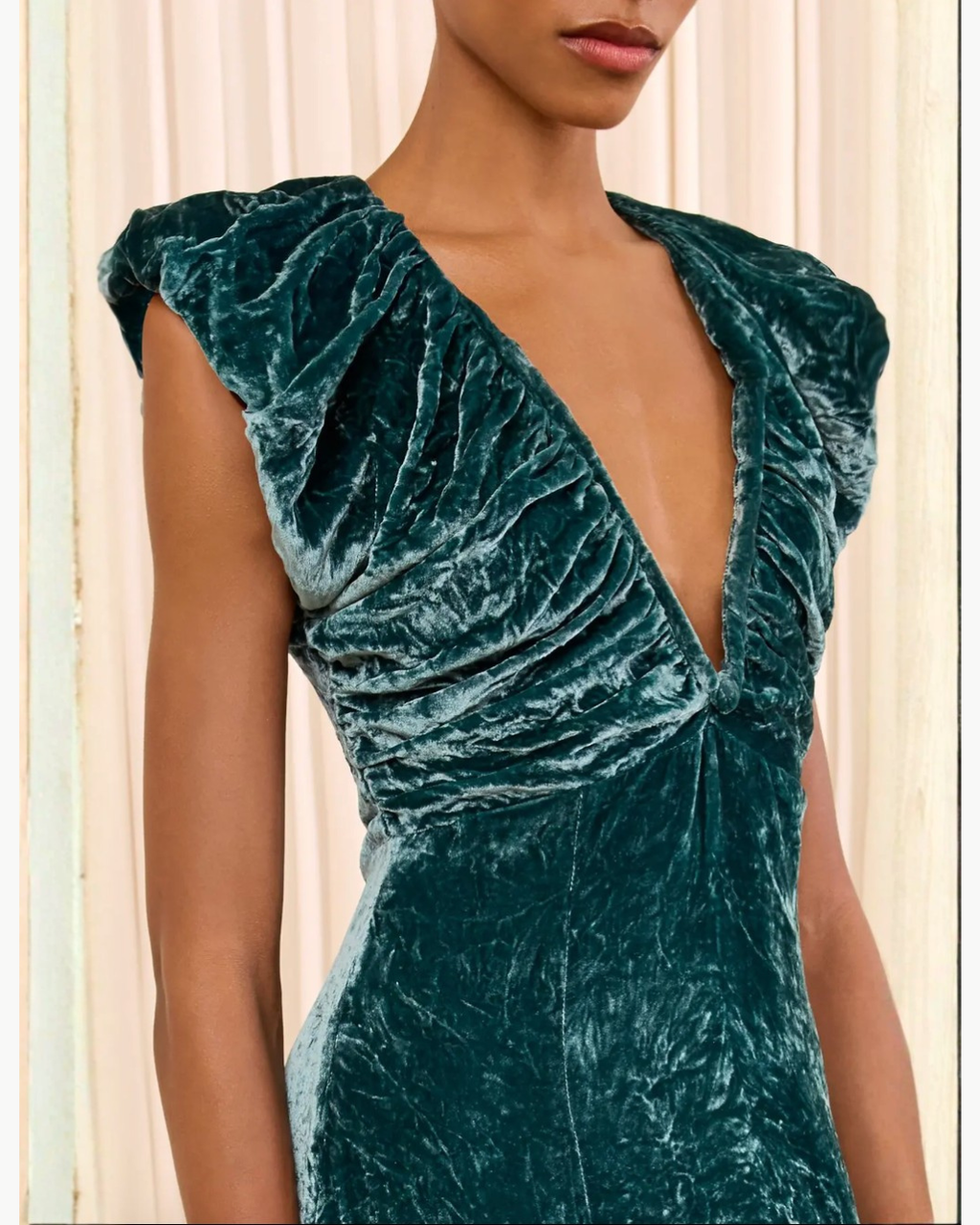 Ulla Johnson Astra V-Neck Velvet Dress - Jadeite