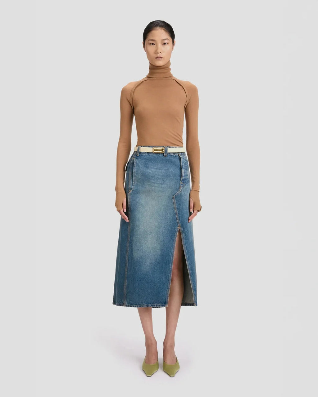 Victoria Beckham Asymmetric Utility Skirt - Medium Wash Denim