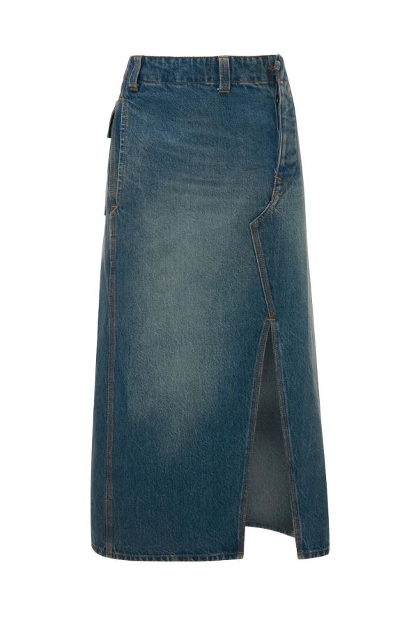 Victoria Beckham Asymmetric Utility Skirt - Medium Wash Denim