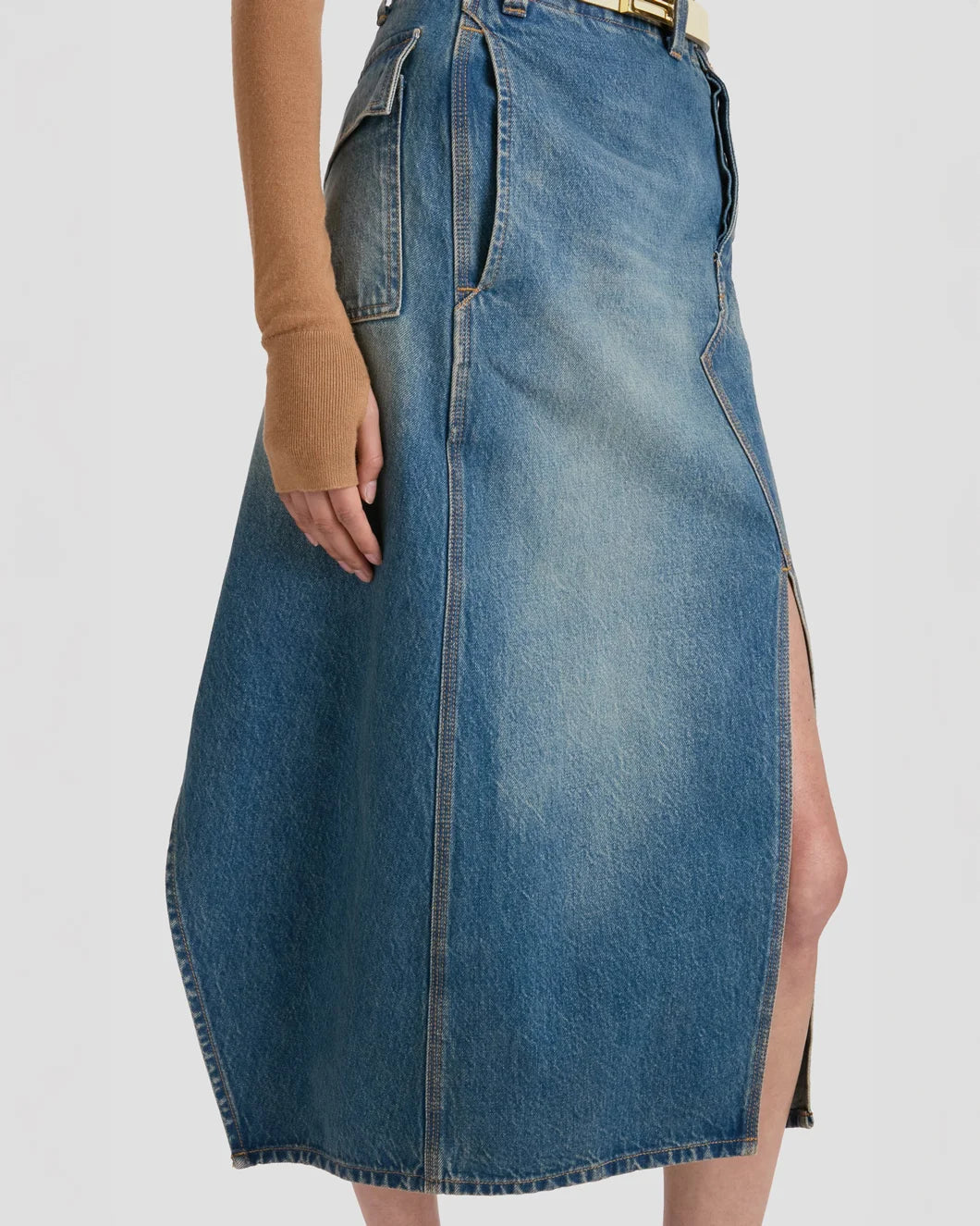 Victoria Beckham Asymmetric Utility Skirt - Medium Wash Denim
