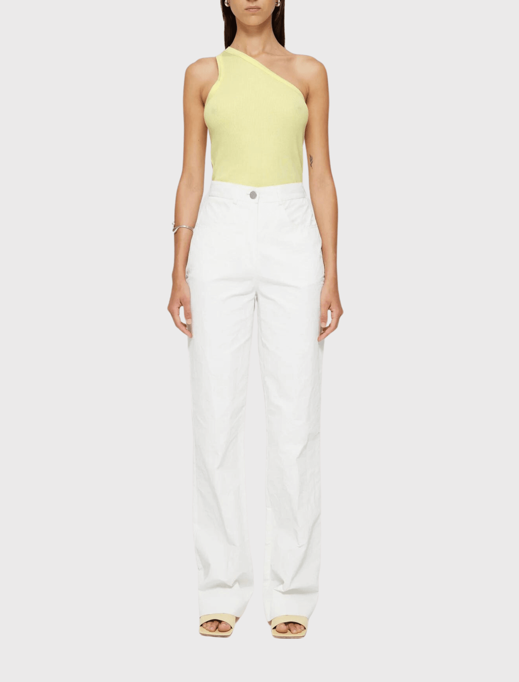 Rohe Asymmetrical Rib Top - Light Yellow