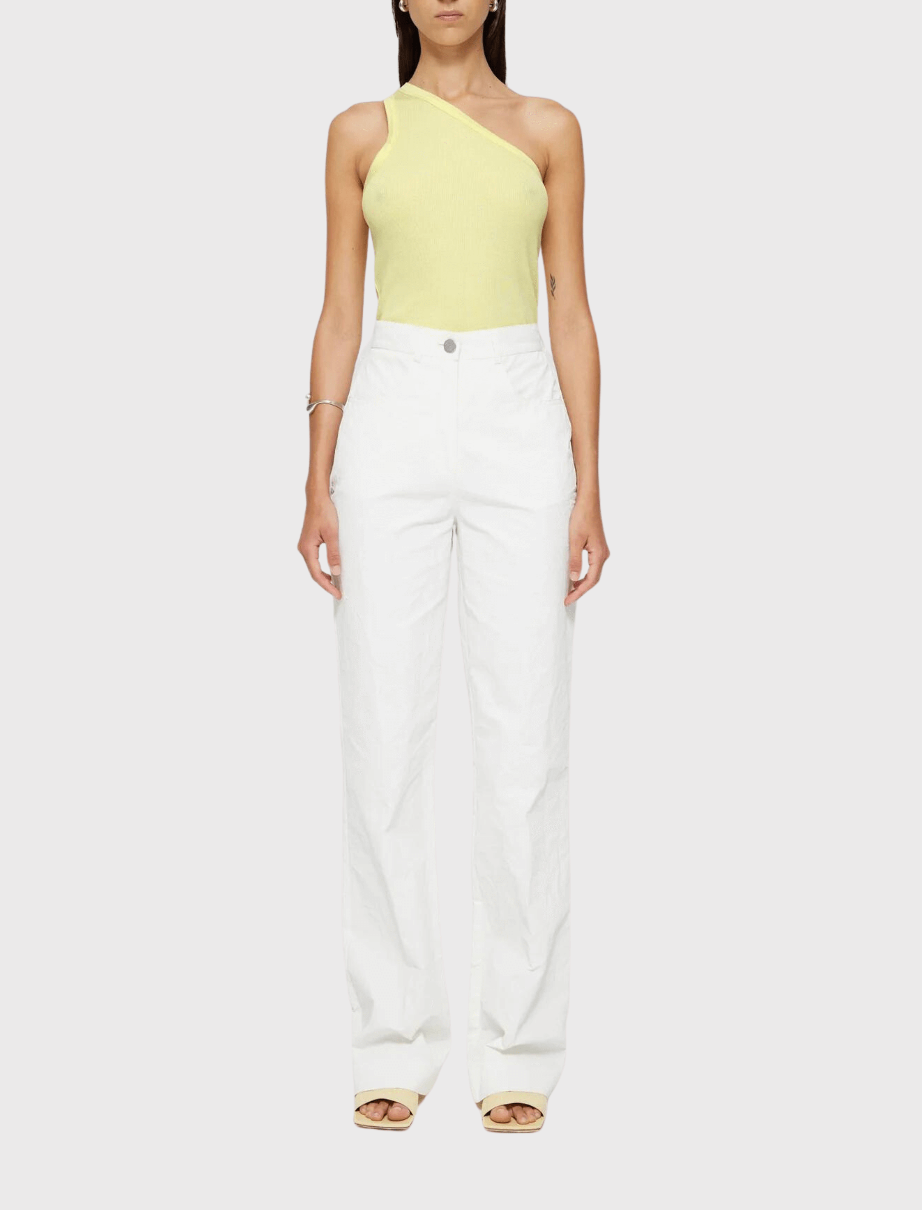 Rohe Asymmetrical Rib Top - Light Yellow