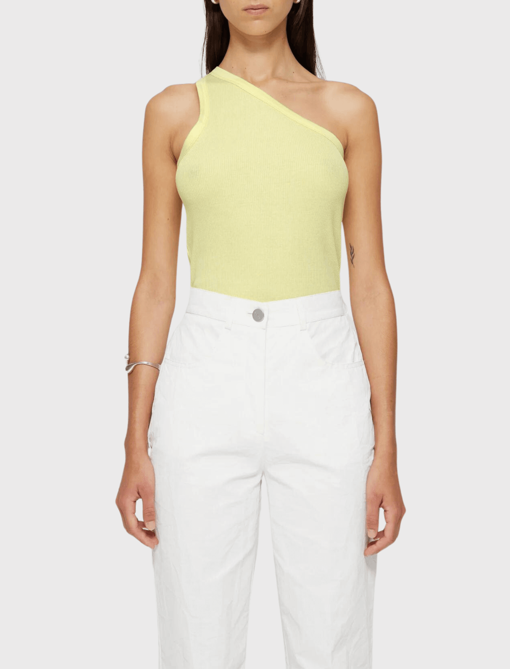 Rohe Asymmetrical Rib Top - Light Yellow